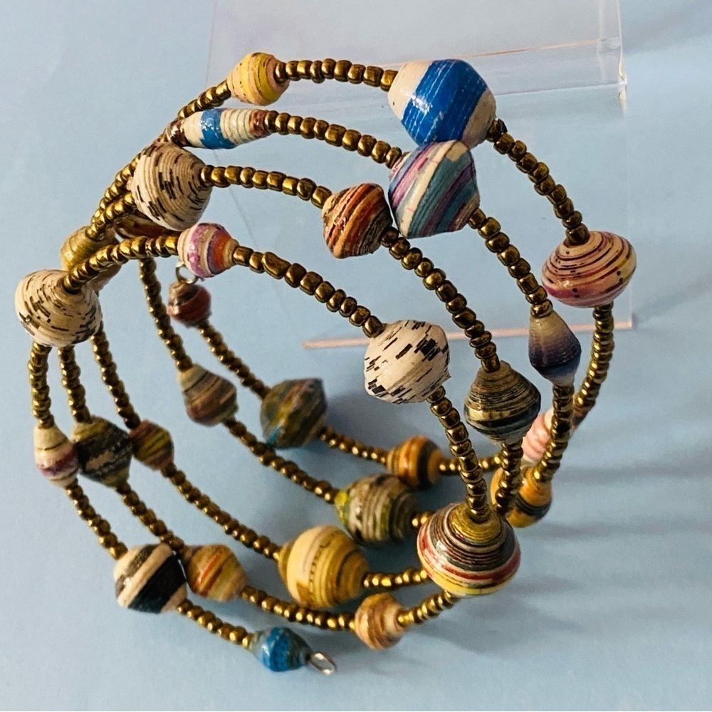 Womens Beaded Stretch Bracelet Light Toned - Picture 2 of 4